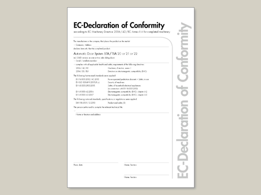 Declaration of Conformity STA / TSA