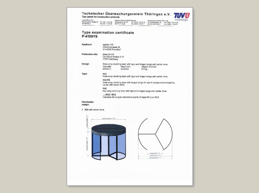 K 32 / K42 TÜV certificate U = max. 4000mm - agtatec