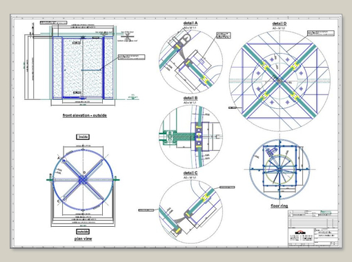 Revolving door K 41/ K 42 with automatic underfloor drive, glass roof (VITRO)