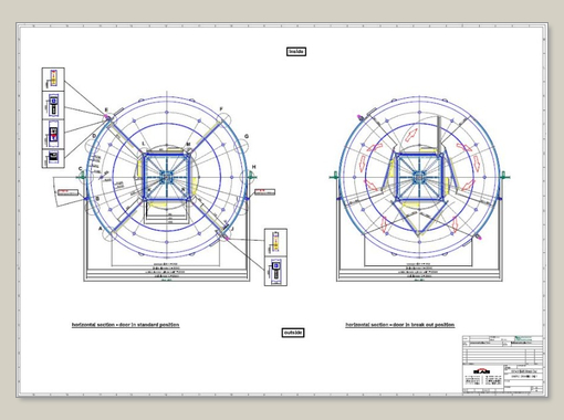 Revolving door K 41/ K 42 with automatic drive and integrated show cases