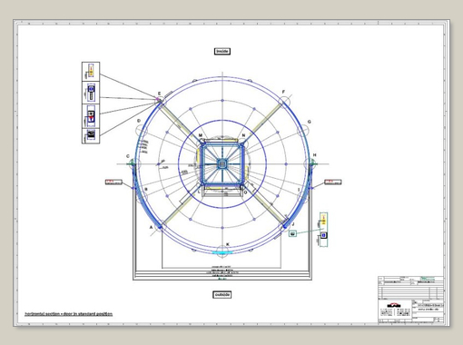 Revolving door K 41/ K 42 with automatic drive and integrated show cases