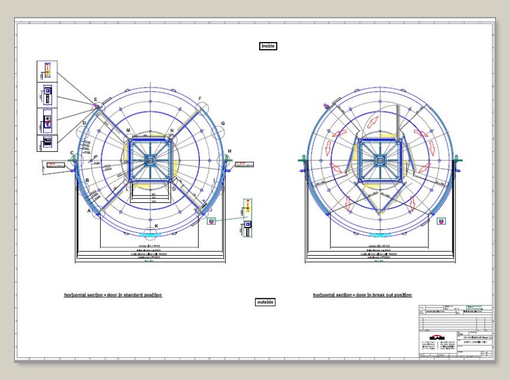 Revolving door K 41/ K 42 with automatic drive and integrated show cases, external manual night shutter