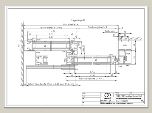 System 20 STA Schiebetür mit ISO Glas mit Seitenteil