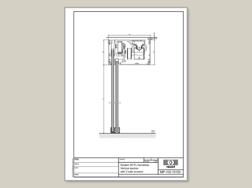 Vertical section with 2 side screens