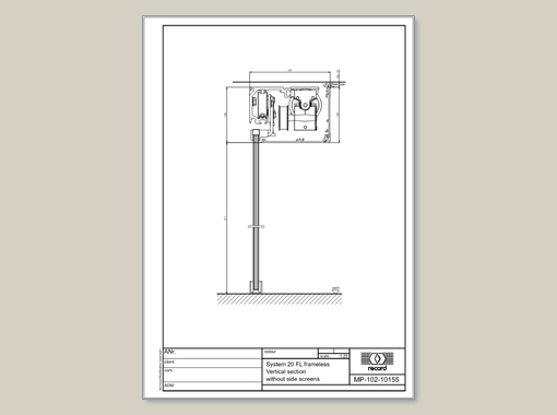 Vertical section without side screens