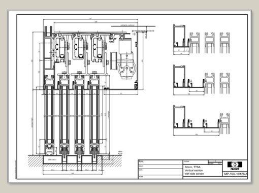 TTSA, vertical section with side screen