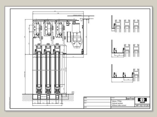 TTSA, vertical section wthout side screen