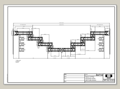 D-TTSA, horizontal section with 2 side screens