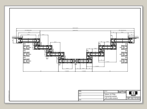 D-TTSA, horizontal section with 2 side screens