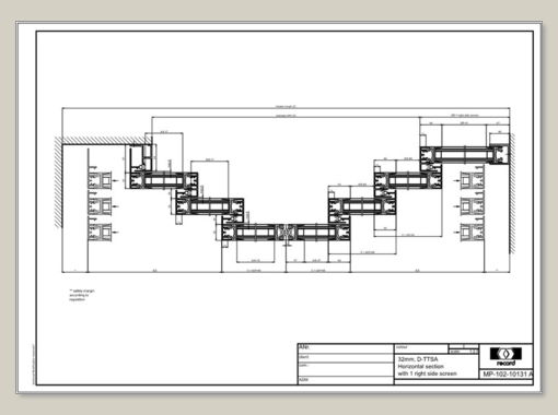 D-TTSA, horizontal section with 1 right side screen