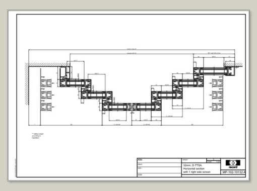 D-TTSA, horizontal section with 1 right side screen