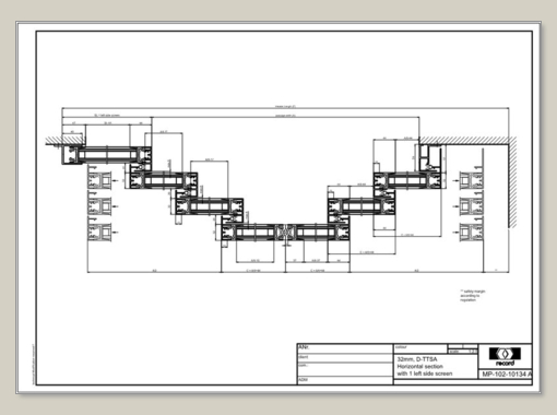 D-TTSA, horizontal section with 1 left side screen