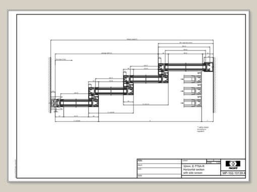 E-TTSA-R, horizontal section with side screen