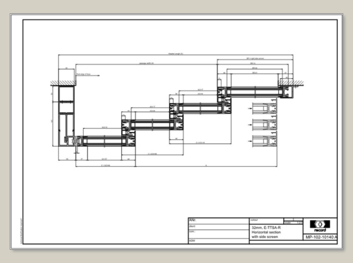 E-TTSA-R, horizontal section with side screen