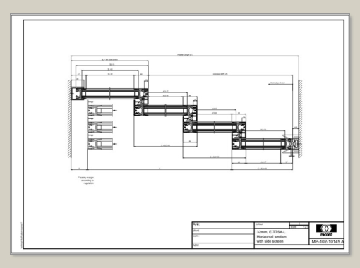 E-TTSA-L, horizontal section with side screen