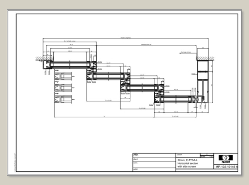 E-TTSA-L, horizontal section with side screen