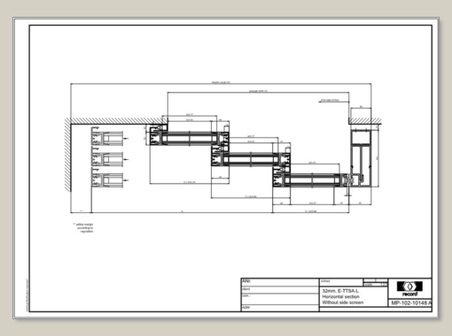 E-TTSA-L, horizontal section without side screen