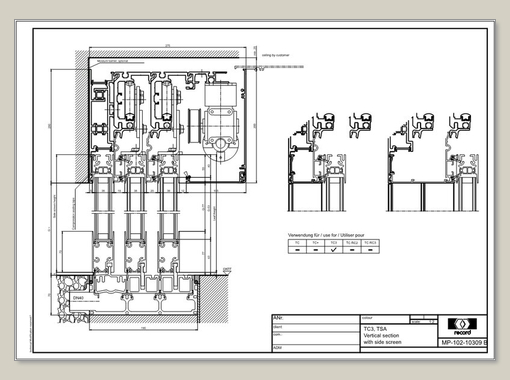 THERMCORD3, TSA, vertical section with side screen