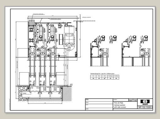 THERMCORD3, D-TSA, vertical section with side screen