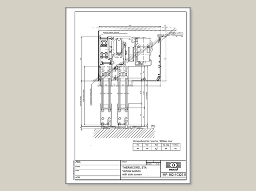 THERMCORD3, STA Vertical section with side screen