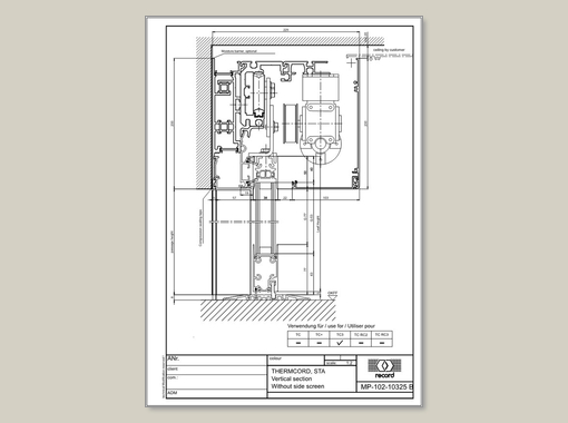 THERMCORD3, STA Vertical section without side screen