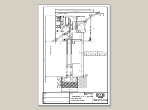 THERMCORD3, STA, Typ U FR, Vertical section without side screen
