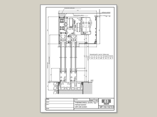 D-STA, Vertical section with side screen