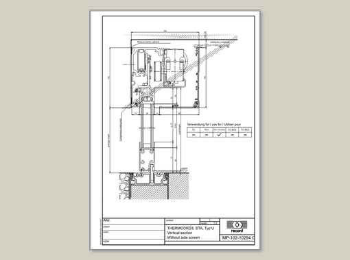 THERMCORD3, STA Vertical section without side screen