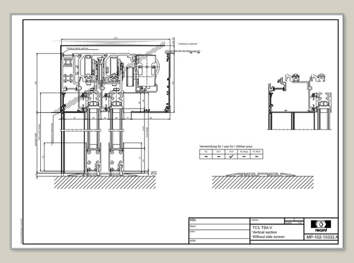 THERMCORD3, TSA-V, vertical section without side screen