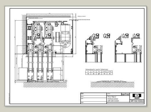 THERMCORD3, TSA-V, vertical section with side screen